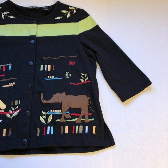 Onque Casual Safari Boxy Crop Jacket Tiger Elephant - Picture 6 of 13